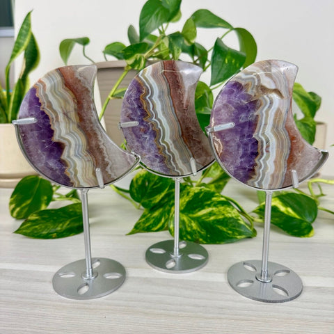 Crazy Lace Amethyst Moon with Custom Stand 99 4 - Kenna's Crystals from TikTok
