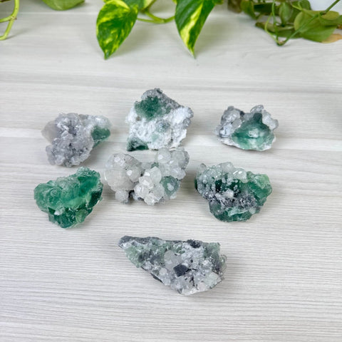 Deep Green Fluorite with Calcite Specimen 33 3 - Kenna's Crystals from TikTok
