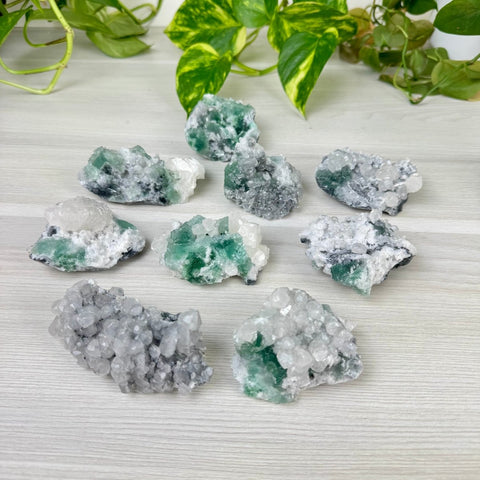 Deep Green Fluorite with Calcite Specimen 44 4 - Kenna's Crystals from TikTok