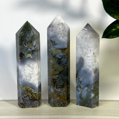 Deep Green Moss Agate Tower 111 4 - Kenna's Crystals from TikTok