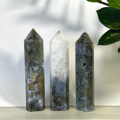 Deep Green Moss Agate Tower 88 2 - Kenna's Crystals from TikTok