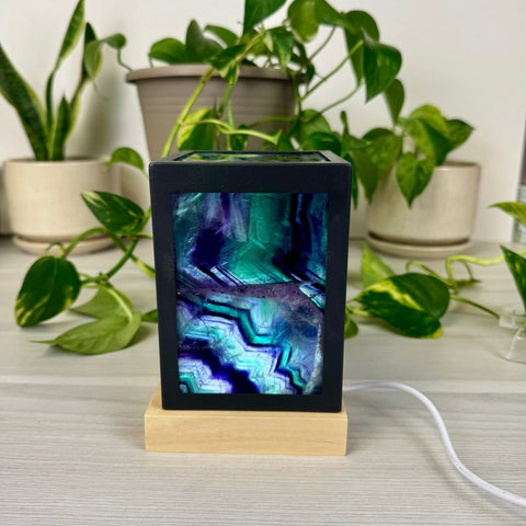 Dimmable Rainbow Fluorite Lantern Small - Green/Purple 1 - Kenna's Crystals from TikTok