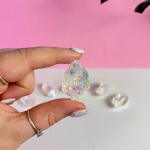 Double Terminated Aura Crackle Quartz