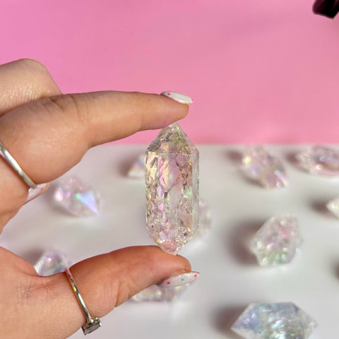 Double Terminated Aura Crackle Quartz