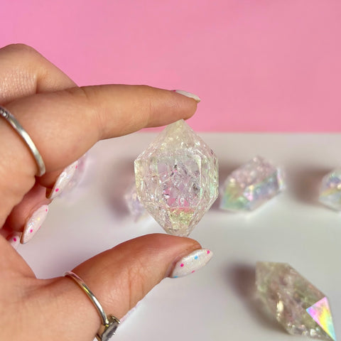 Double Terminated Aura Crackle Quartz