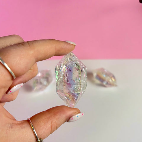Double Terminated Aura Crackle Quartz