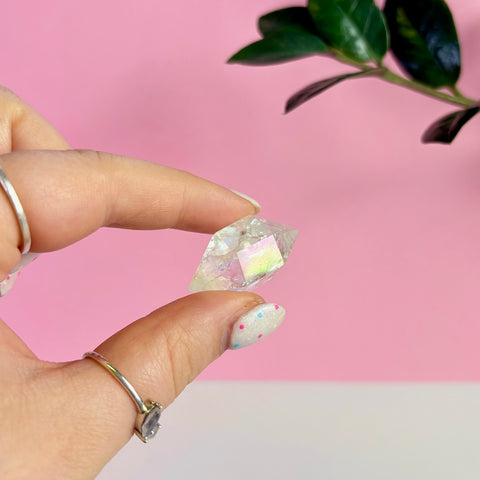 Double Terminated Aura Crackle Quartz