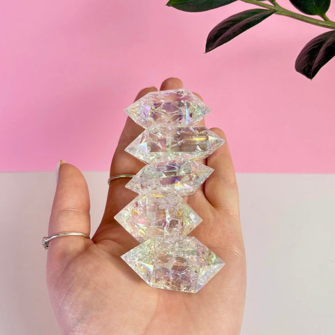 Double Terminated Aura Crackle Quartz