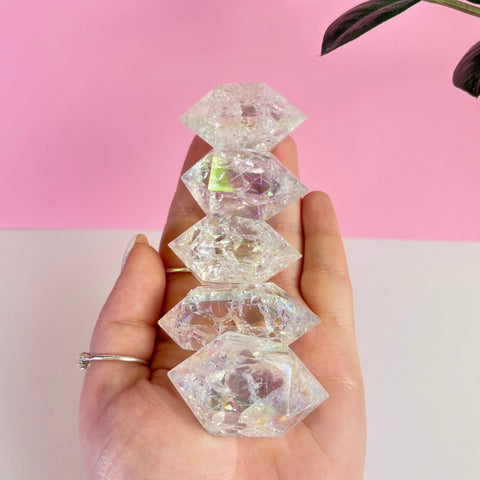 Double Terminated Aura Crackle Quartz