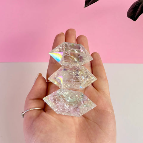 Double Terminated Aura Crackle Quartz