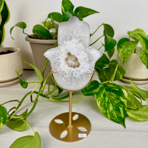 Druzy Agate Hamsa with Custom Stand C 3 - Kenna's Crystals from TikTok