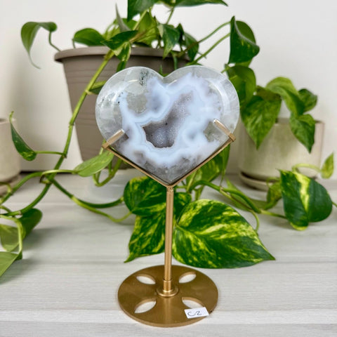 Druzy Agate Heart with Custom Stand C2 29 - Kenna's Crystals from TikTok