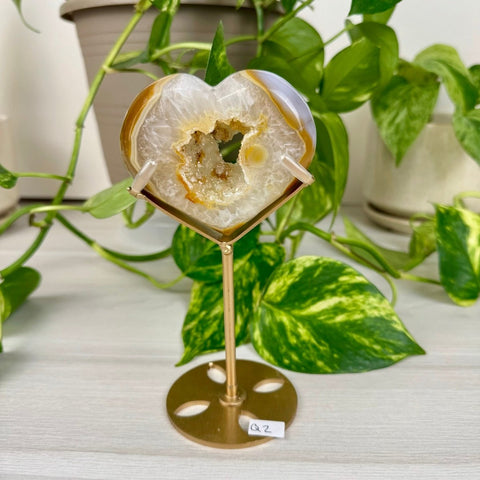 Druzy Agate Heart with Custom Stand Q2 43 - Kenna's Crystals from TikTok