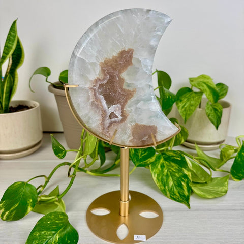 Druzy Agate Moon with Custom Stand A 3 - Kenna's Crystals from TikTok