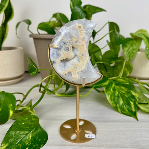 Druzy Agate Moon with Custom Stand A2 27 - Kenna's Crystals from TikTok