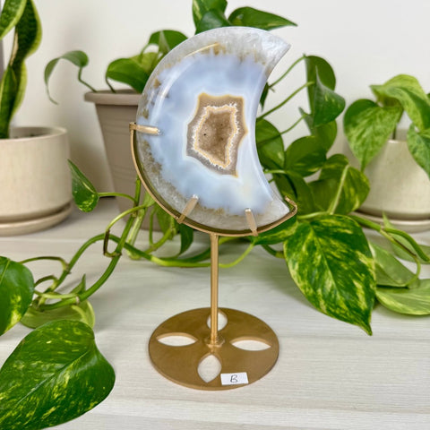 Druzy Agate Moon with Custom Stand B 4 - Kenna's Crystals from TikTok