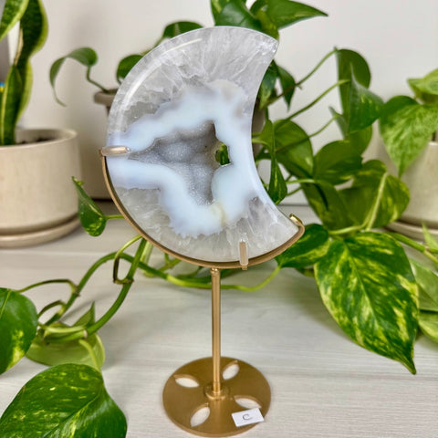 Druzy Agate Moon with Custom Stand C 5 - Kenna's Crystals from TikTok