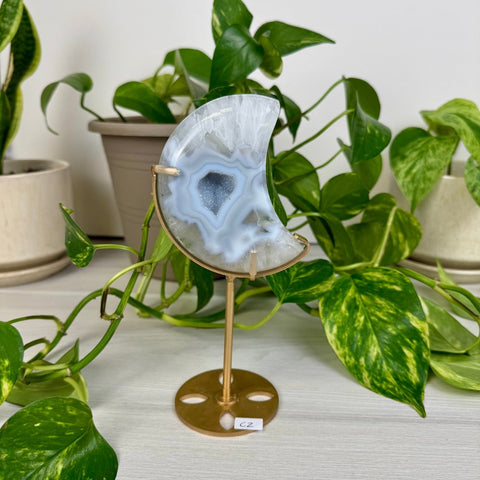 Druzy Agate Moon with Custom Stand C2 29 - Kenna's Crystals from TikTok