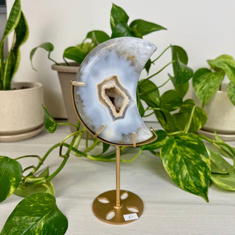 Druzy Agate Moon with Custom Stand D 6 - Kenna's Crystals from TikTok