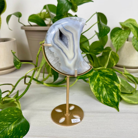 Druzy Agate Moon with Custom Stand D2 30 - Kenna's Crystals from TikTok