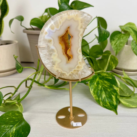 Druzy Agate Moon with Custom Stand E 7 - Kenna's Crystals from TikTok