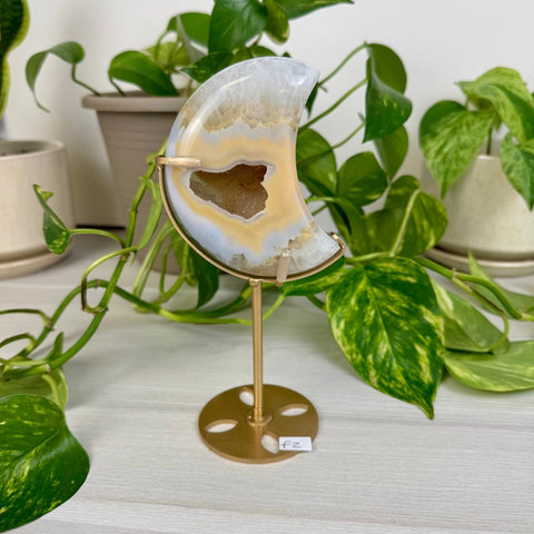 Druzy Agate Moon with Custom Stand F2 32 - Kenna's Crystals from TikTok