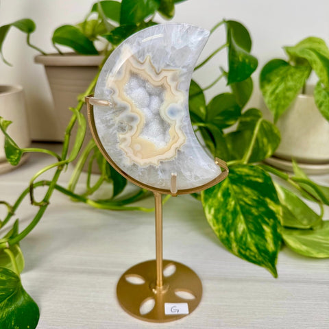 Druzy Agate Moon with Custom Stand G 9 - Kenna's Crystals from TikTok