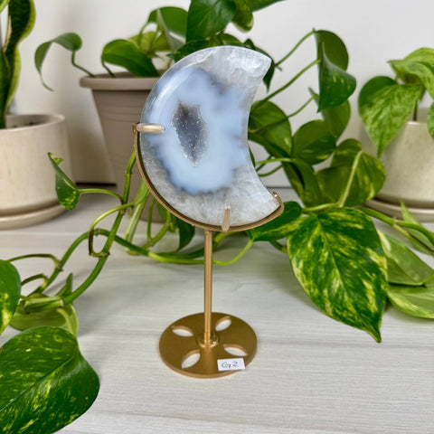 Druzy Agate Moon with Custom Stand G2 33 - Kenna's Crystals from TikTok