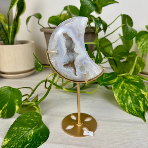 Druzy Agate Moon with Custom Stand H 10 - Kenna's Crystals from TikTok