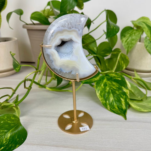 Druzy Agate Moon with Custom Stand H2 34 - Kenna's Crystals from TikTok