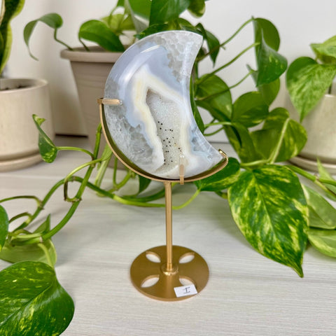 Druzy Agate Moon with Custom Stand I 11 - Kenna's Crystals from TikTok