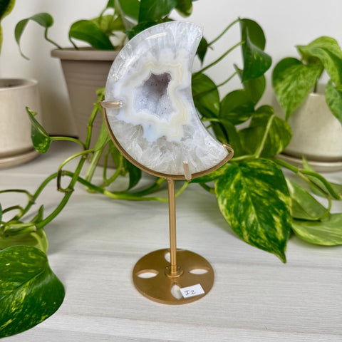 Druzy Agate Moon with Custom Stand I2 35 - Kenna's Crystals from TikTok