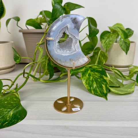 Druzy Agate Moon with Custom Stand J2 36 - Kenna's Crystals from TikTok