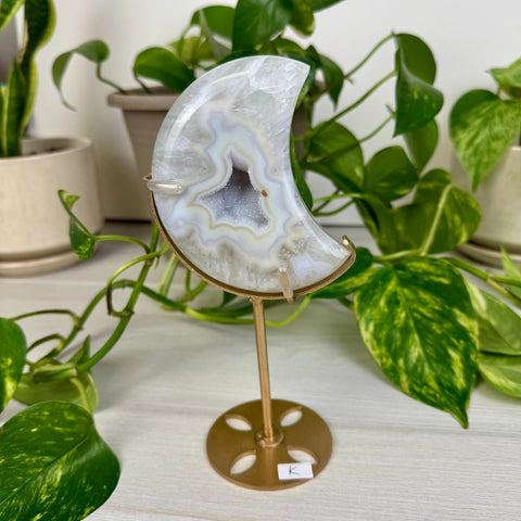 Druzy Agate Moon with Custom Stand K 13 - Kenna's Crystals from TikTok