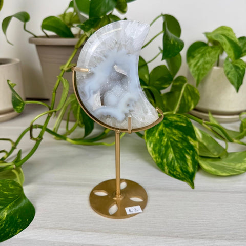 Druzy Agate Moon with Custom Stand K2 37 - Kenna's Crystals from TikTok