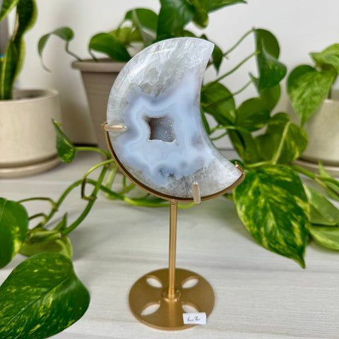 Druzy Agate Moon with Custom Stand L2 38 - Kenna's Crystals from TikTok