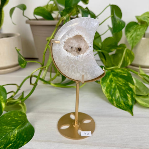 Druzy Agate Moon with Custom Stand N2 40 - Kenna's Crystals from TikTok
