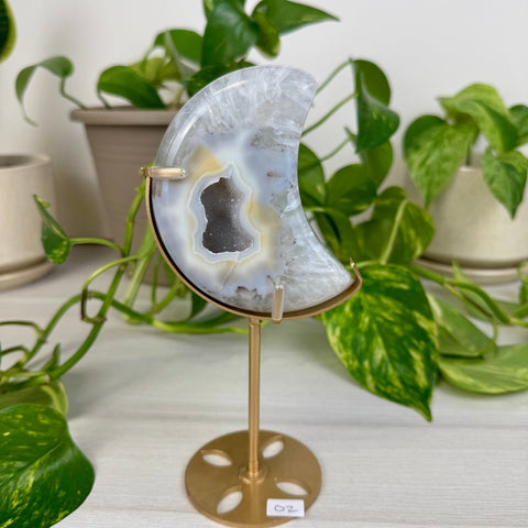 Druzy Agate Moon with Custom Stand O2 41 - Kenna's Crystals from TikTok