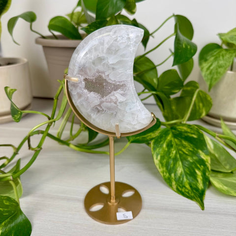Druzy Agate Moon with Custom Stand S 19 - Kenna's Crystals from TikTok