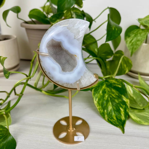 Druzy Agate Moon with Custom Stand T 20 - Kenna's Crystals from TikTok