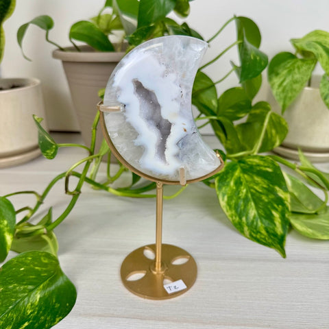 Druzy Agate Moon with Custom Stand T2 46 - Kenna's Crystals from TikTok