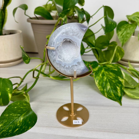 Druzy Agate Moon with Custom Stand U2 47 - Kenna's Crystals from TikTok