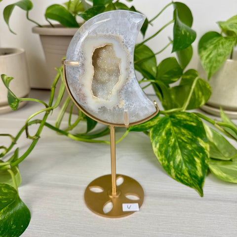 Druzy Agate Moon with Custom Stand V 22 - Kenna's Crystals from TikTok