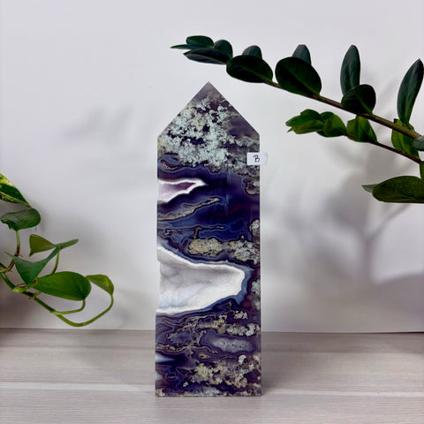Druzy Moss Agate Tower