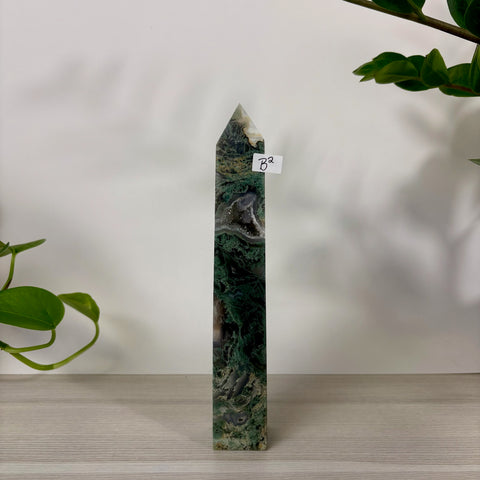 Druzy Moss Agate Tower