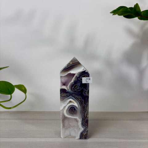 Druzy Moss Agate Tower