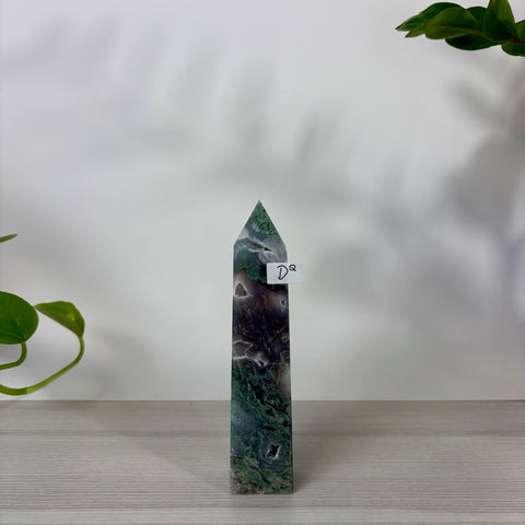 Druzy Moss Agate Tower