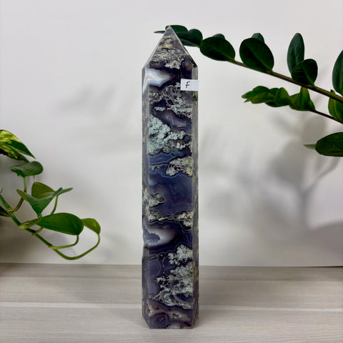 Druzy Moss Agate Tower