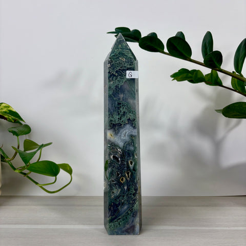 Druzy Moss Agate Tower