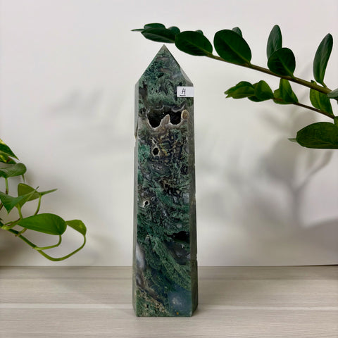 Druzy Moss Agate Tower